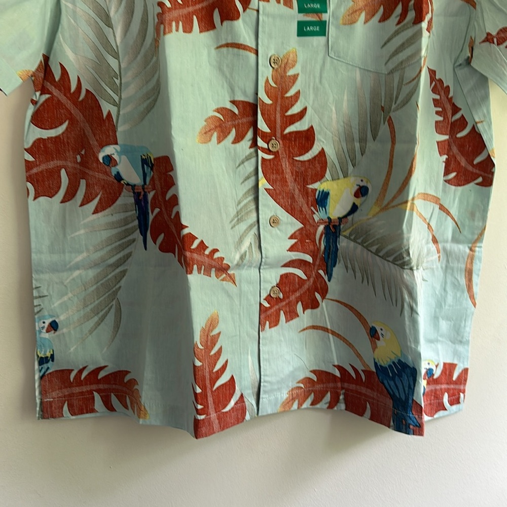 NWT Barefoot In Paradise Blue Hawaiian Button Down Shirt - Picture 2 of 5